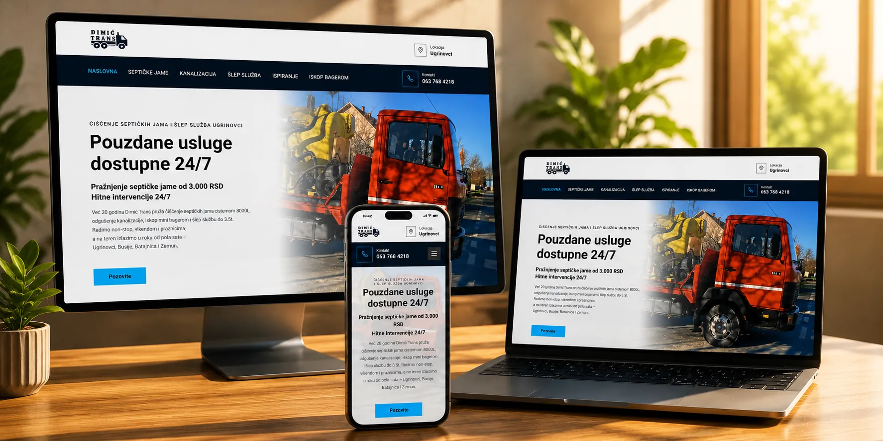Website for septic tank cleaning and emergency local services