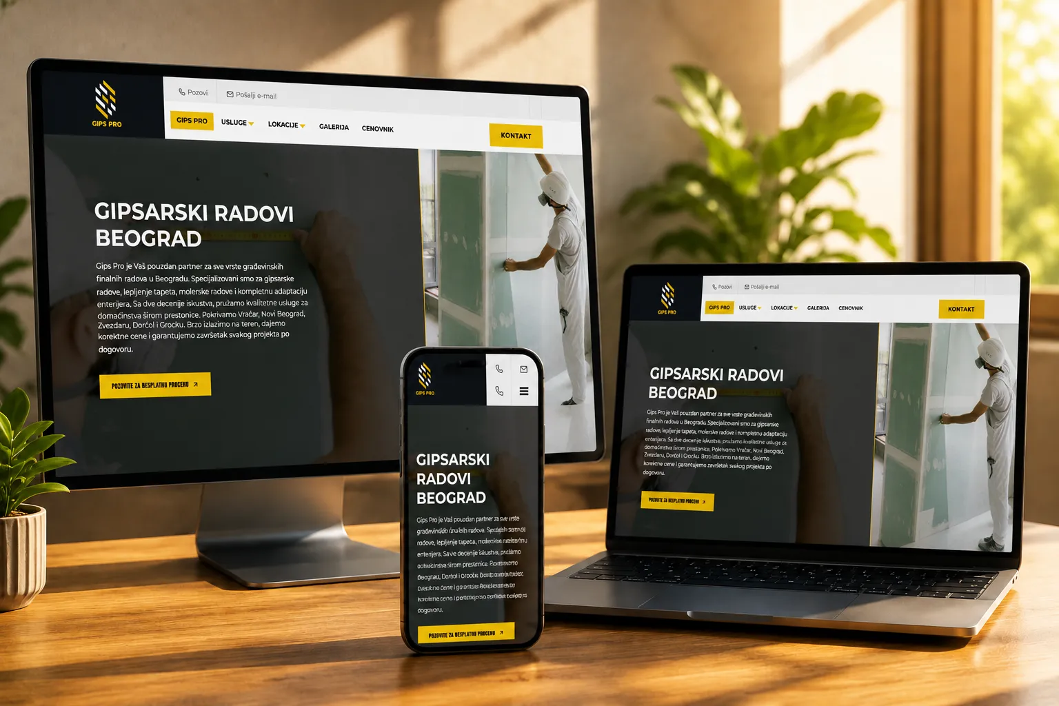 Website for a drywall and plastering contractor in Belgrade